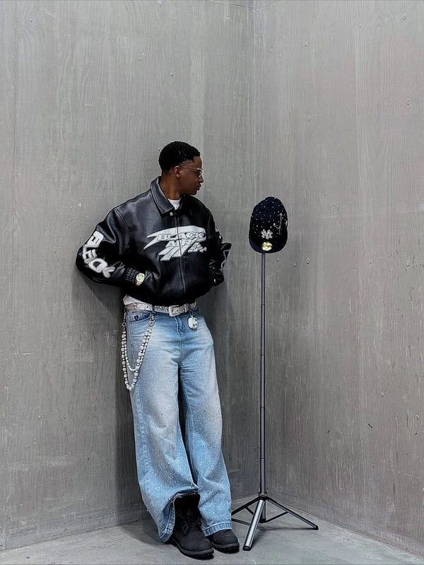 Rhinestone Baggy Jeans – Relaxed Streetwear Denim