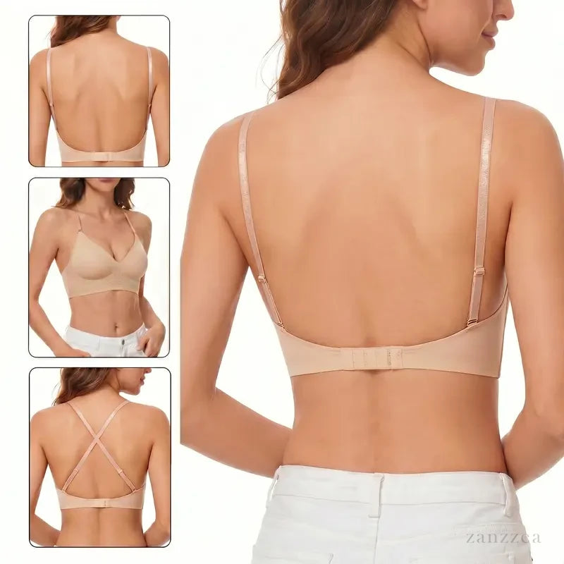 💞Deep V Low Back Backless Bra for A/B/C Cup - Seamless Invisible Bra
