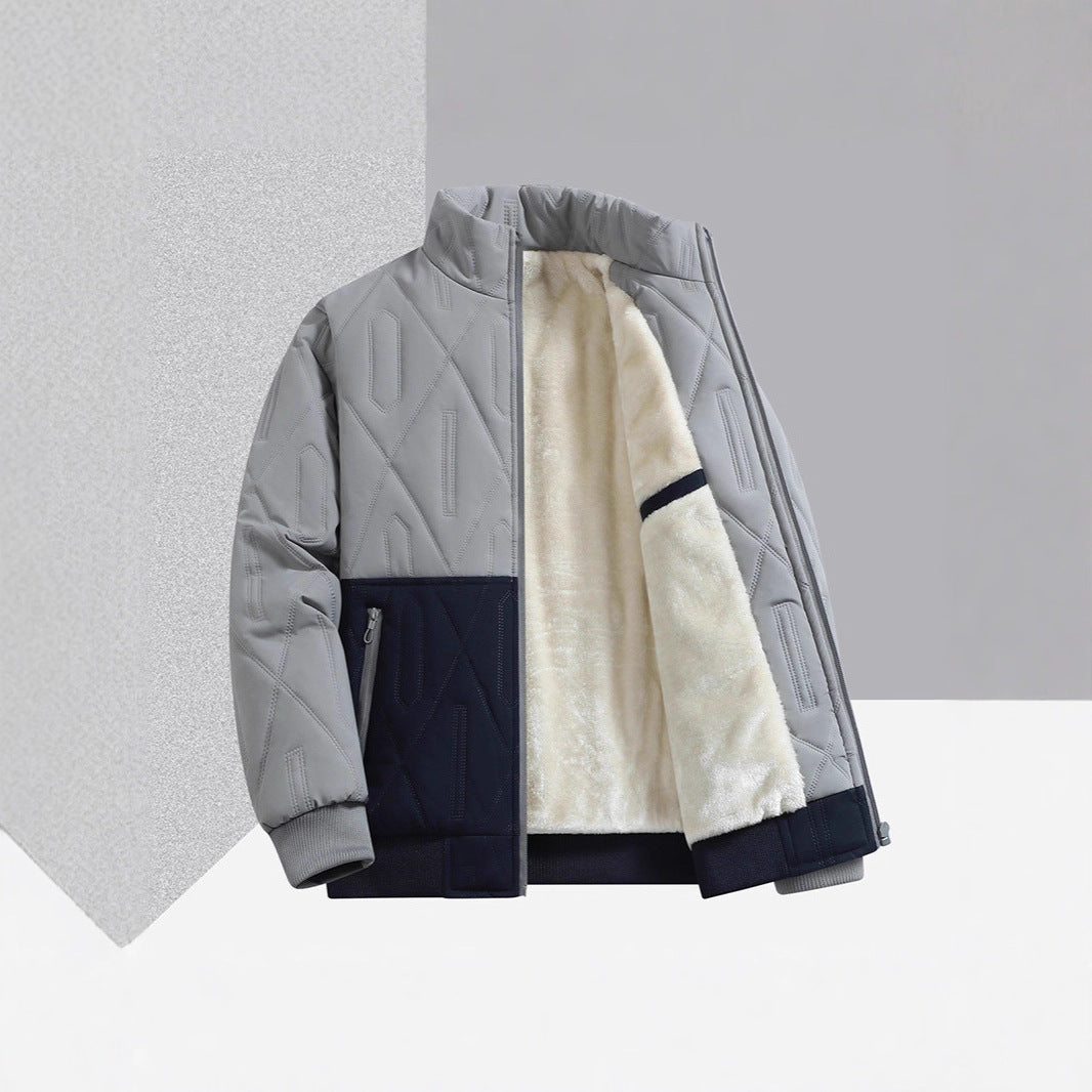Men's winter jacket with stand collar and full-length zipper