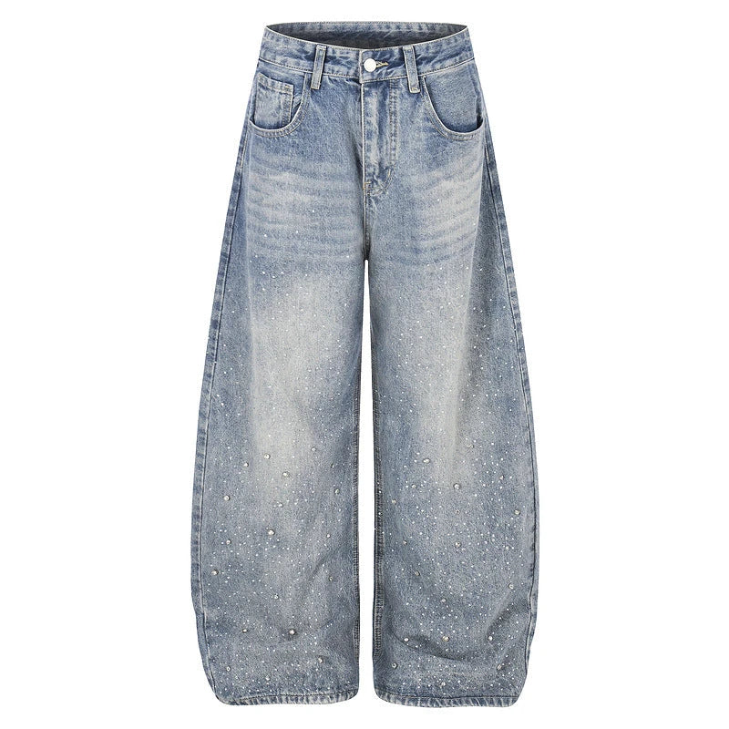 Rhinestone Baggy Jeans – Relaxed Streetwear Denim