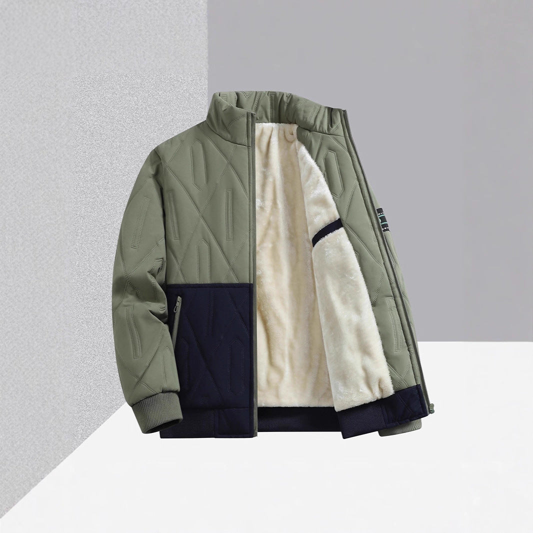 Men's stand-collar winter outerwear with zip closure
