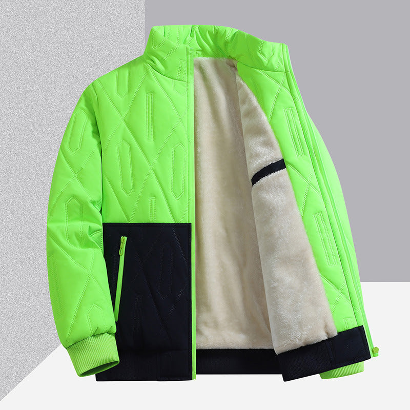 Men's padded jacket with geometric stitched texture
