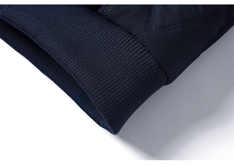 Men's color-block winter outerwear with a full front zipper