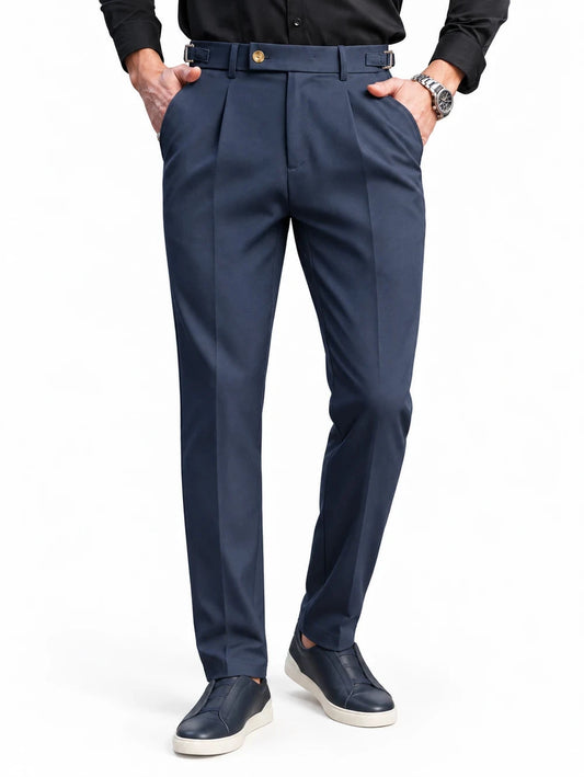 Firenze Tailored Trousers with Crossover Waistband and Side Buckle