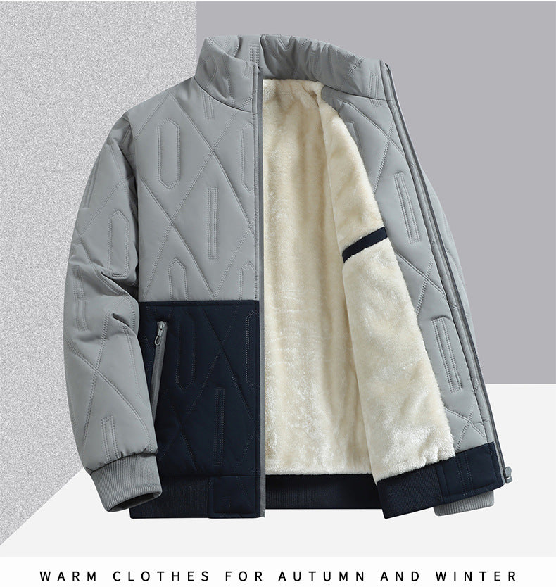 Men's color-block padded jacket with a soft fleece-style lining