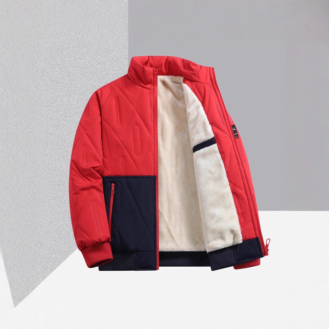 Men's color-block quilted jacket with polyester padding