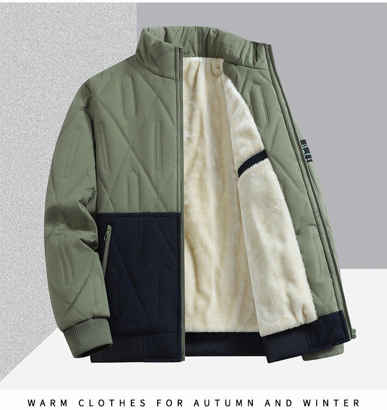 Men's geometric quilted jacket for cool-weather styling