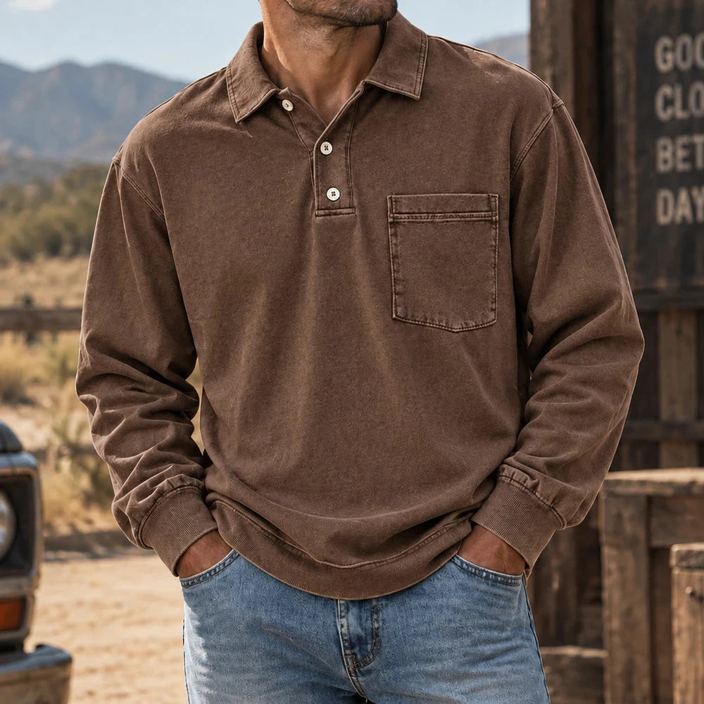 MIVANITY Vintage Forge Henley Shirt Rugged Heritage Style With Everyday Comfort