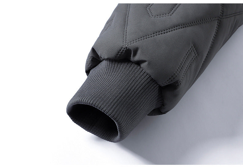 Men's quilted jacket with a stand collar and practical zip pockets