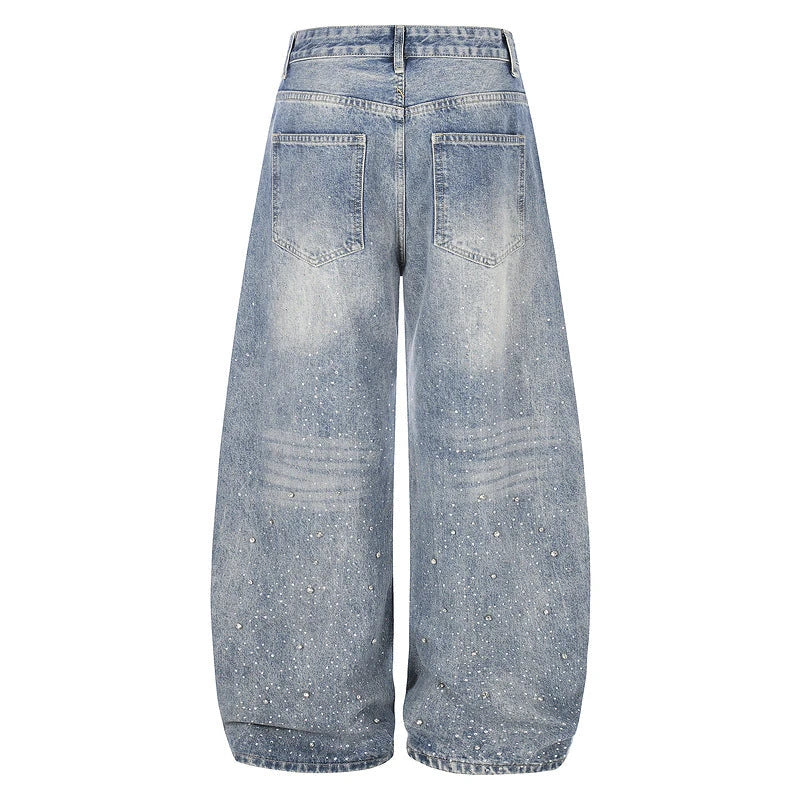 Rhinestone Baggy Jeans – Relaxed Streetwear Denim