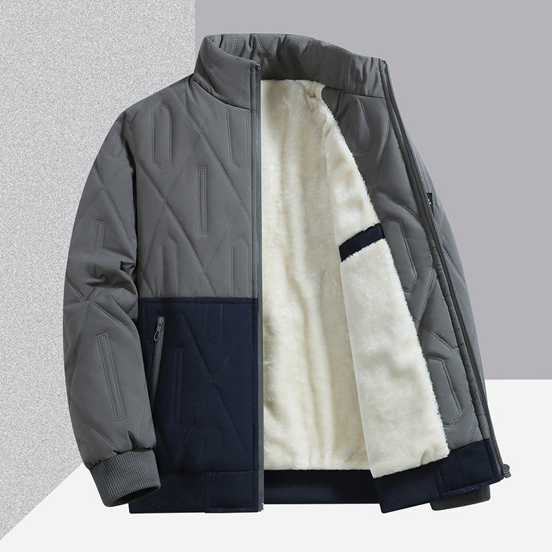 Men's quilted jacket with contrasting color panels