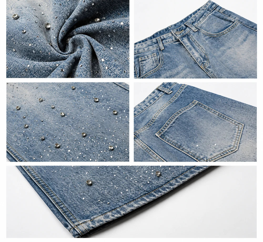 Rhinestone Baggy Jeans – Relaxed Streetwear Denim